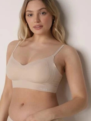 Beżowy Bezszwowy Biustonosz Bez Fiszbin z Elastycznego Materiału Edalith love magnolia