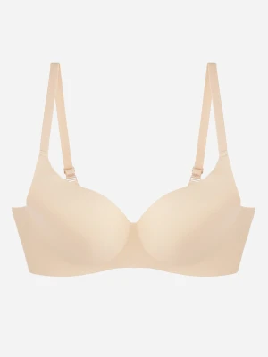 Beżowy Biustonosz Basic Minimalistyczny Bez Fiszbin Gładki Isealea Love Magnolia