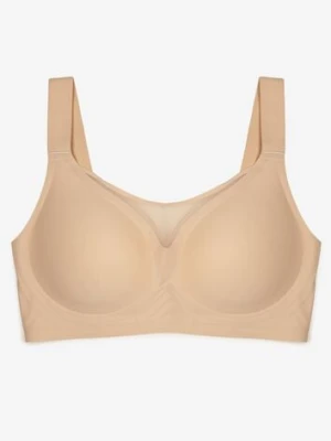 Beżowy Biustonosz na Szerokich Ramiączkach Zdobiony Siateczkową Wstawką Salineva love magnolia