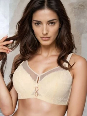 Beżowy Biustonosz z Koronką na Regulowanych Odpinanych Ramiączkach Krisanda love magnolia