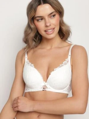 Beżowy Biustonosz z Ozdobną Koronką i Metaliczną Ozdobą Terzedi love magnolia