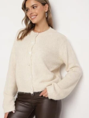 Beżowy Casualowy Kardigan o Klasycznym Kroju Riathiel acajo