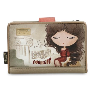 Beżowy Damski Elegancki Portfel Anekke