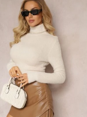 Beżowy Dopasowany Golf z Wełną i Ściągaczami Pacienche j&x