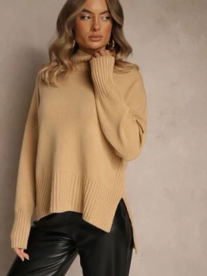 Beżowy Gładki Golf Casual Ralloria glo-story