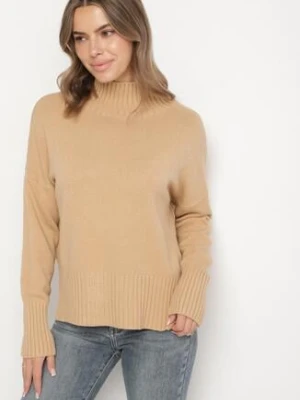 Beżowy Gładki Golf w Klasycznym Stylu Ralenatia glo-story