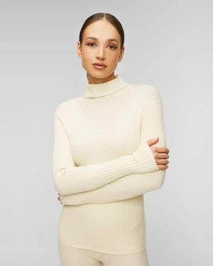 Beżowy Golf Damski Varley Esme Rib Roll Neck