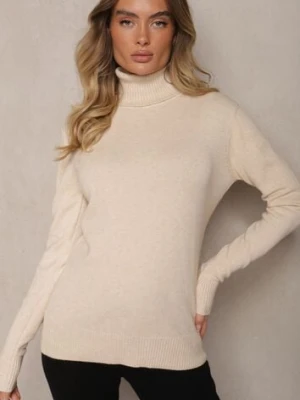 Beżowy Golf Sweter o Dopasowanym Kroju z Kaszmirem Zairith tandem