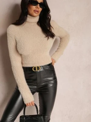 Beżowy Golf Wełniany Cheki