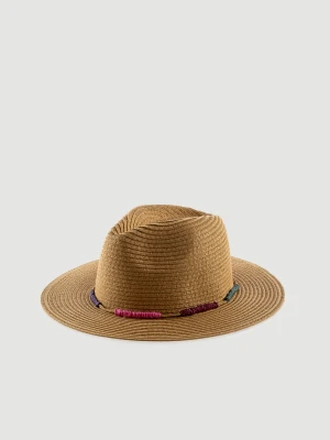 Beżowy kapelusz z kolorową nicią Top Secret