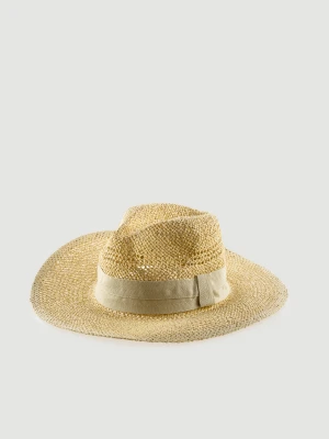 Beżowy kapelusz z tkaninową wstążką Top Secret
