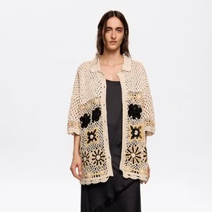 Beżowy kardigan oversize szydełkowy BIMBA Y LOLA
