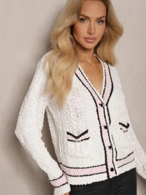 Beżowy Kardigan z Wiskozą na Guziki z Paskami Liathalie studio eleven