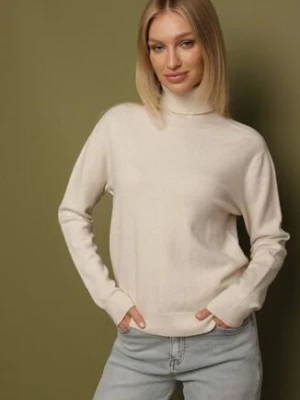 Beżowy Klasyczny Golf z Wiskozą i Wełną Salentie tandem