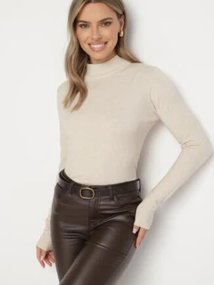 Beżowy Klasyczny Półgolf z Domieszką Kaszmiru Zailena tandem