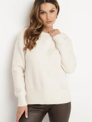 Beżowy Klasyczny Sweter z Kaszmirem Salanitia tandem