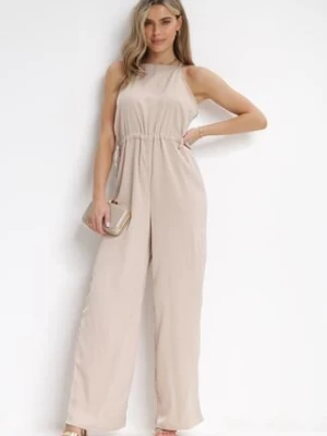 Beżowy Kombinezon na Cienkich Ramiączkach Agnella jus de pom