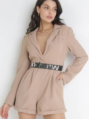 Beżowy Kombinezon o Kroju Marynarki z Paskiem Phariso elsa.m by may