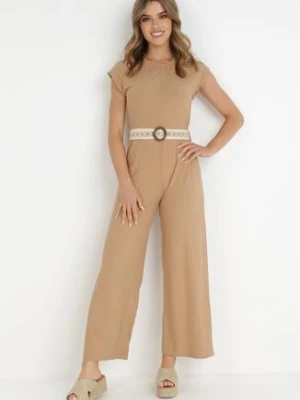 Beżowy Kombinezon z Paskiem Thalaera rosa