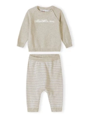 Beżowy komplet niemowlęcy z bawełny- bluzka i legginsy- Hello little one Minoti
