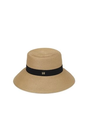 Beżowy letni kapelusz z wstążką Kazar