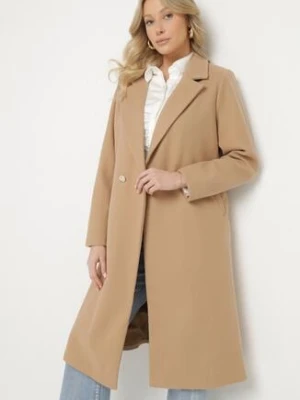 Beżowy Luźny Płaszcz na Biżuteryjny Guzik Zanhuesa new collection