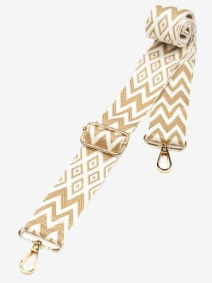 Beżowy Pasek do Torebki z Graficznym Printem Saravi versoli