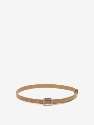 Beżowy Pasek Ozdobiony Metaliczną Klamrą Qitanea