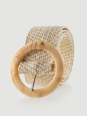 Beżowy pasek z okrągłą klamrą Top Secret