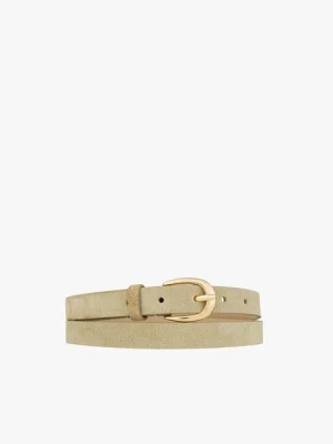 Beżowy pasek z skóry licowej i welurowej Ryłko