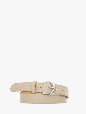 Beżowy pasek ze srebrną klamrą Ryłko