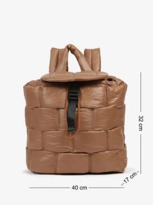 Beżowy Pikowany Plecak w Stylu Puffer z Klapą i Ściągaczem Ruvitte kassandra