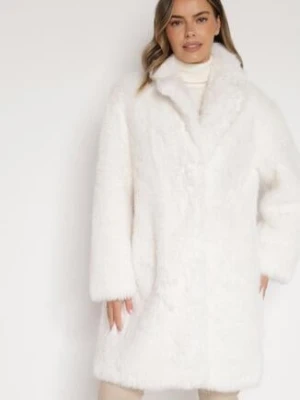 Beżowy Płaszcz Futerko o Długim Kroju Otirena ann gissy