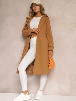 Beżowy Płaszcz Jednorzędowy z Paskiem Oronice lily rose