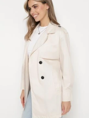 Beżowy Płaszcz Trencz z Wiązanym Paskiem Zelamoon lily rose