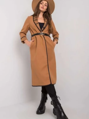 Beżowy płaszcz z kieszeniami Italy Moda