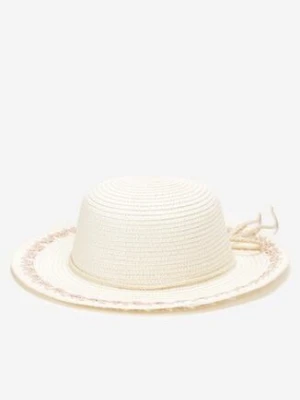 Beżowy Plażowy Kapelusz z Ozdobnym Sznurkiem z Papierowej Plecionki Duninthe