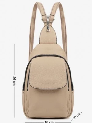 Beżowy Plecak z Dwoma Komorami Ozdobiony Klapą Nanovela fashion&bags