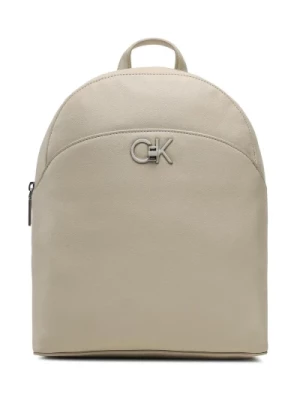Beżowy Plecak z Przednimi Kieszeniami Calvin Klein