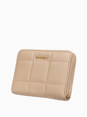 Beżowy portfel damski z ozdobnymi przeszyciami Puccini