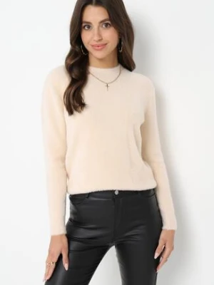 Beżowy Puchaty Sweter Wełniany Helmintts j&x