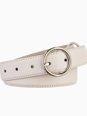 Beżowy skórzany pasek damski z okrągłą klamrą rozmiar l Puccini