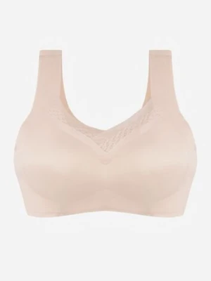 Beżowy Sportowy Biustonosz z Usztywnieniem Ozdobiony Siateczkową Wstawką Edalissa