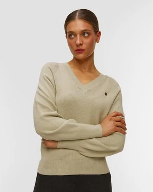 Beżowy Sweter Damski Aeronautica Militare