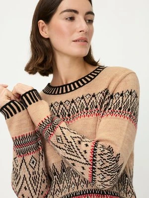 Beżowy sweter damski Henny ze wzorem z wełną – Urban Wild Olsen
