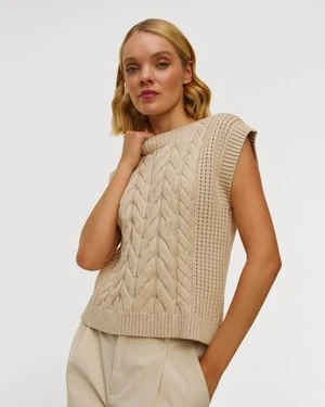 Beżowy Sweter Damski Varley Pixie relaxed cable tank