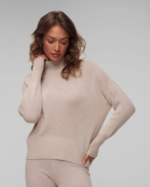 Beżowy Sweter Kaszmirowy Damski Allude