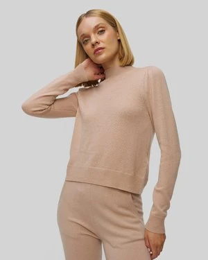 Beżowy Sweter Kaszmirowy Damski Allude