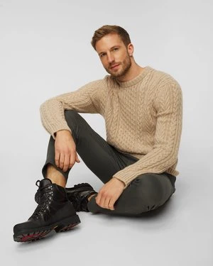 Beżowy sweter kaszmirowy męski Johnstons of Elgin