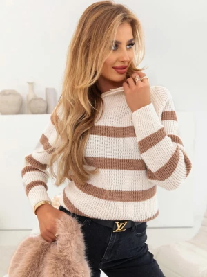 Zdjęcie produktu Beżowy sweter w paski Celestye - beżowy Pakuten